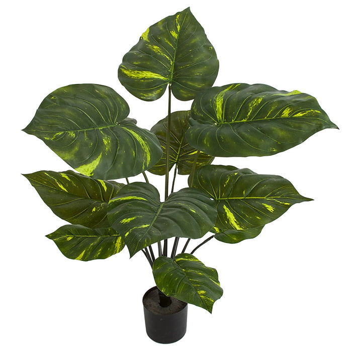 32" Variegated Pothos Leaf Silk Plant w/Pot -Green (Pack of 2) - A-181660