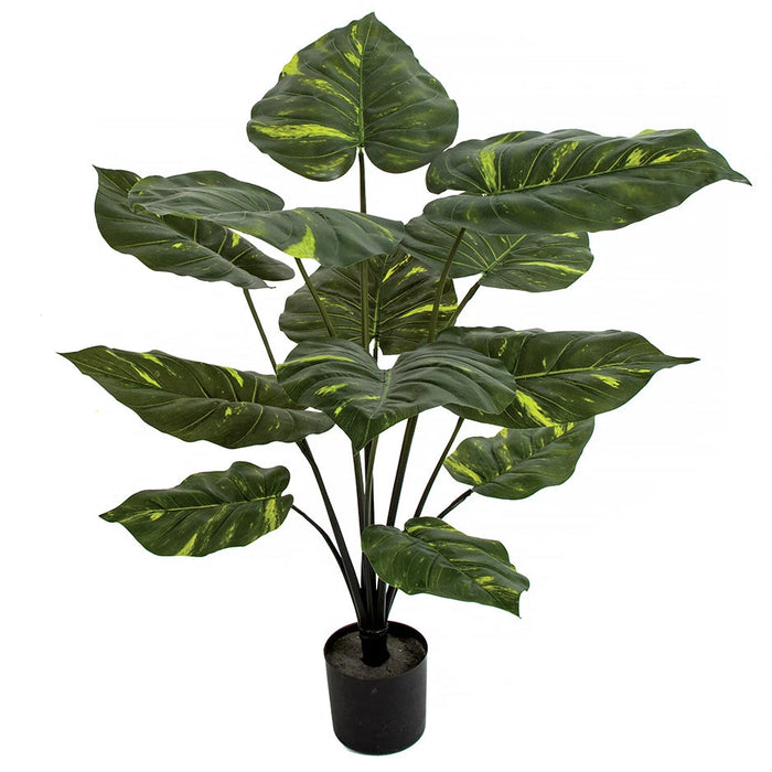 32" Variegated Pothos Leaf Silk Plant w/Pot -Green (Pack of 2) - A-181660