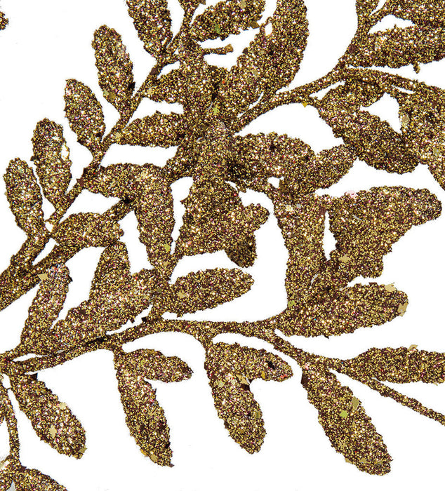 20" Heavy Glittered Artificial Mimosa Leaf Stem -Gold (pack of 24) - A-181822