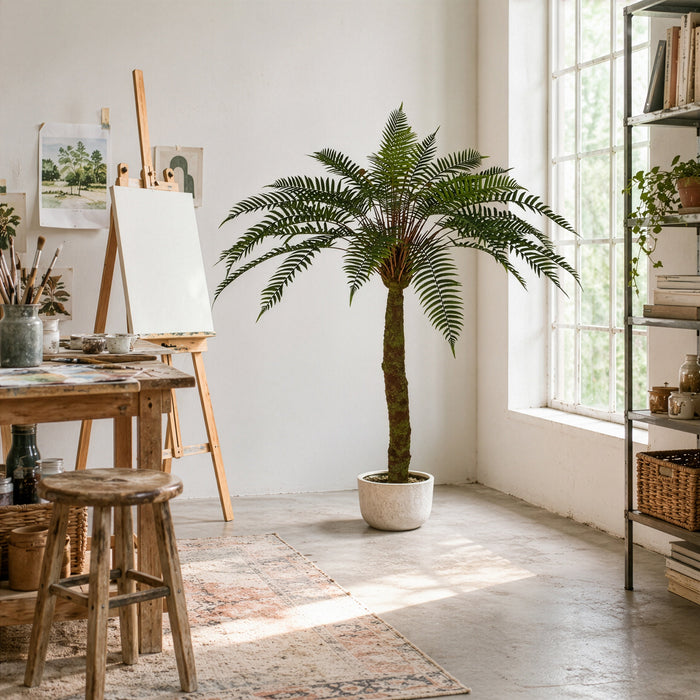 5'6" Silk Fern Palm Tree w/Pot -Green - A184120