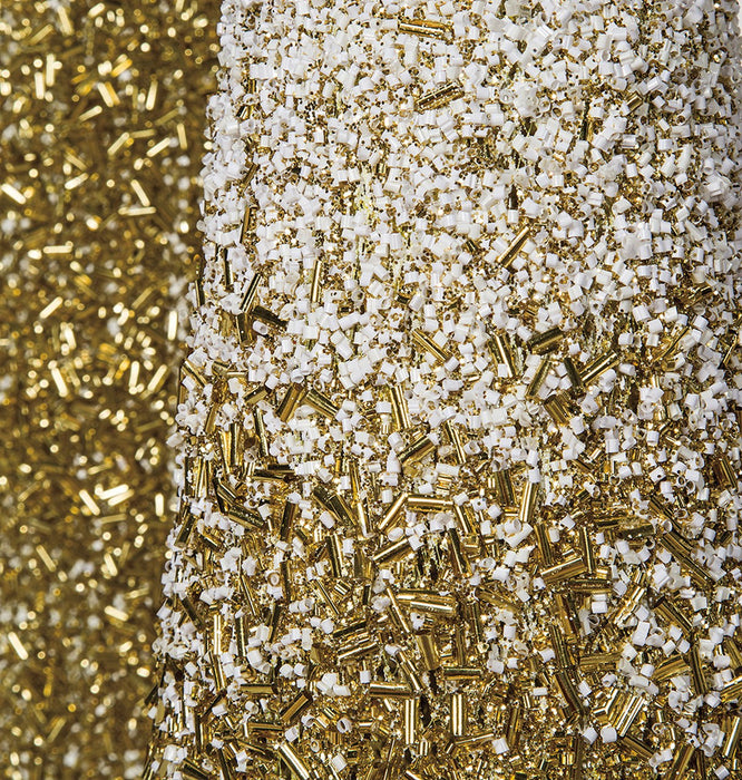 5' Glittered & Beaded Ombre Cone Tree -Gold/White - A184890