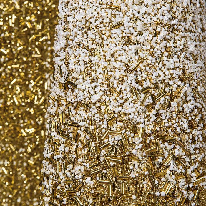 5' Glittered & Beaded Ombre Cone Tree -Gold/White - A184890