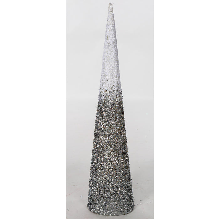 4' Glittered & Beaded Ombre Cone Tree -Silver/White (pack of 2) - A184882