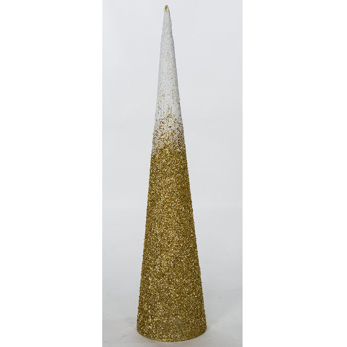 5' Glittered & Beaded Ombre Cone Tree -Gold/White - A184890