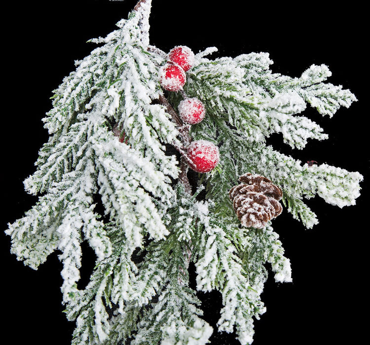 6' Snowed Norfolk Pine, Berry & Pinecone Artificial Garland -White/Green (pack of 6) - A184980