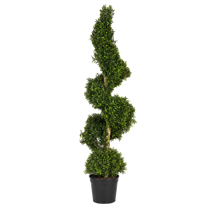4' Custom-Made Outdoor UV-Proof Artificial Polyscias Spiral Topiary Tree w/Pot -Green - A191