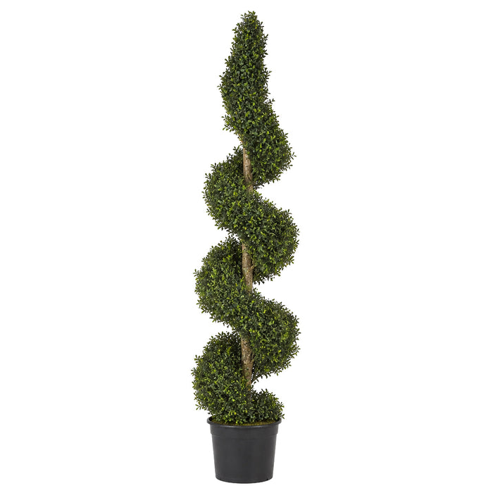 5' Custom-Made Outdoor UV-Proof Artificial Polyscias Spiral Topiary Tree w/Pot -Green - A1915