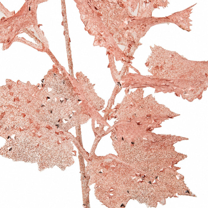 20" Glittered & Sequin Artificial Iridescent Grape Leaf Stem -Pink/Rose (Pack of 24) - A191622