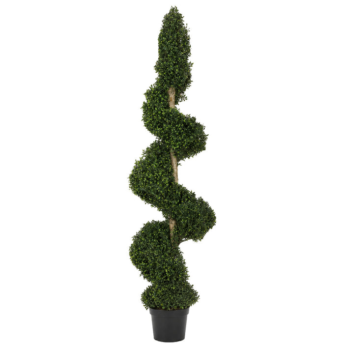 6' Custom-Made Outdoor UV-Proof Artificial Polyscias Spiral Topiary Tree w/Pot -Green - A192