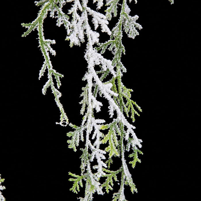 3' Flocked & Glittered Cedar Artificial Garland -Green/White (Pack of 6) - A-192360