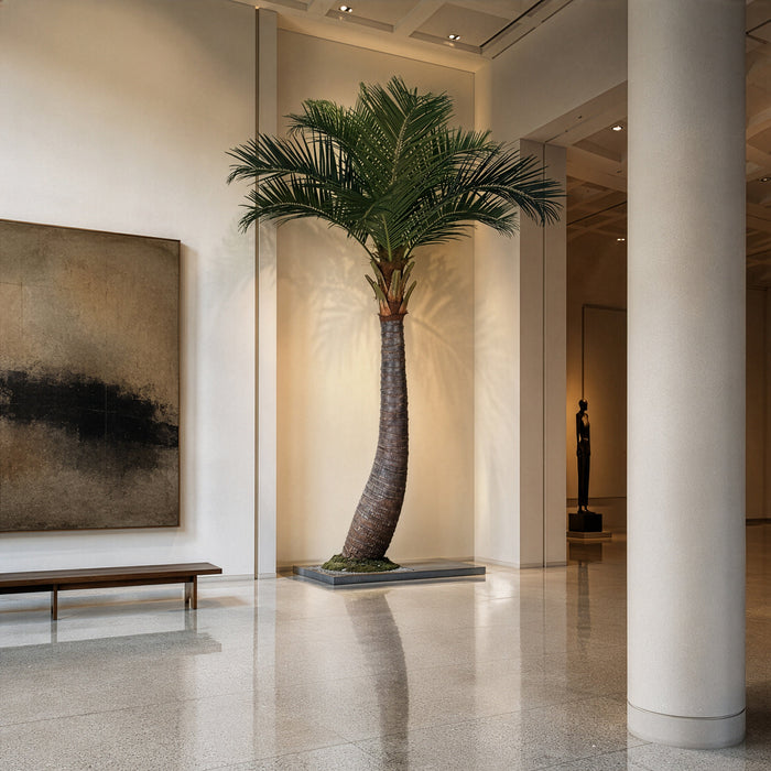 11'6" Silk Coconut Palm Tree w/Metal Plate -Green - A192720
