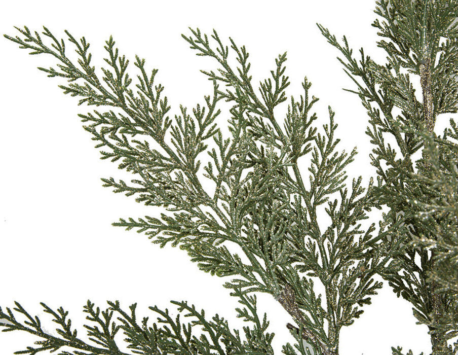 35" Glittered Artificial Cypress Stem -Green/Gold (Pack of 12) - A-193250