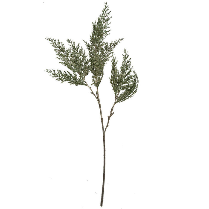 35" Glittered Artificial Cypress Stem -Green/Gold (Pack of 12) - A-193250
