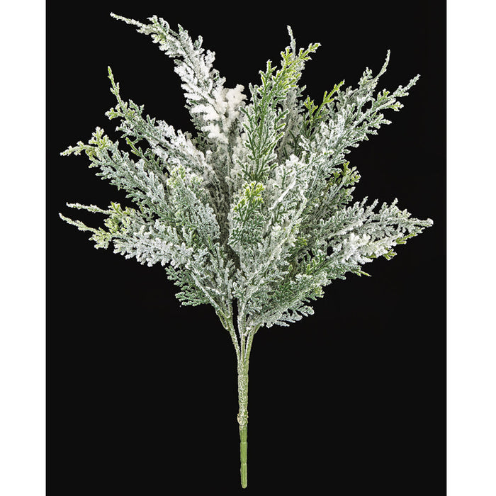 17" Flocked Artificial Cedar Plant With Light Glitter -Green/White (Pack of 12) - A193530