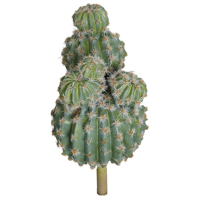 19" Plastic Barrel Cactus Artificial Plant w/Beige Needles -Light Green (Pack of 2) - A-193640