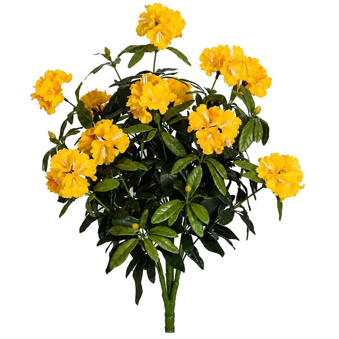 40" Outdoor UV-Proof Artificial Rhododendron Flower Bush -Yellow (Pack of 2) - A-194156