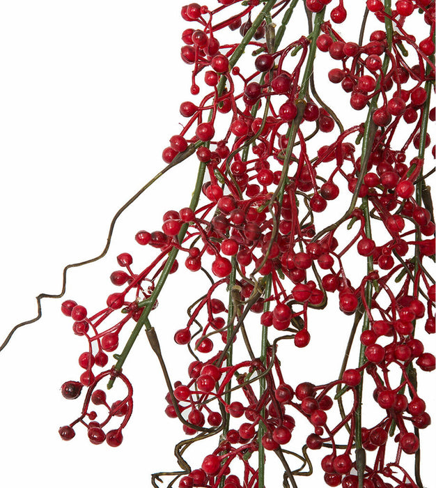31" Hanging Artificial Plastic Berry Stem -Red (pack of 12) - A195090
