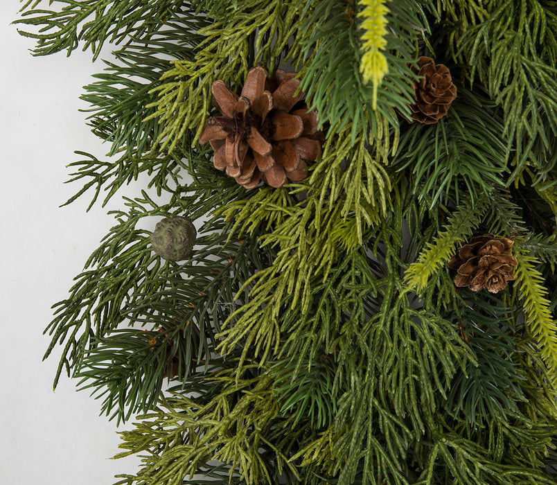 28" Natural Touch Artificial Mixed Pine & Pinecone Teardrop Swag -Green (pack of 4) - A195370