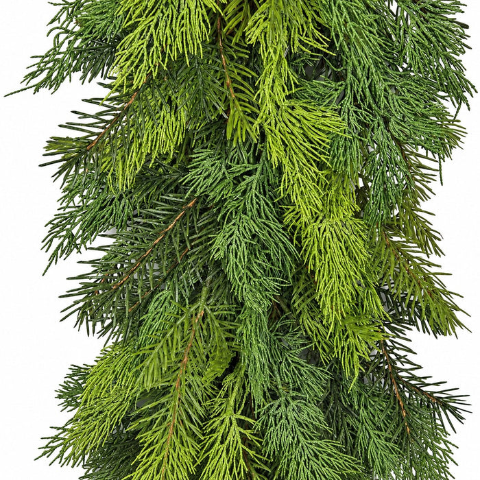 9'Lx12"W PE Artificial Mixed Pine Garland -2 Tone Green - A195770