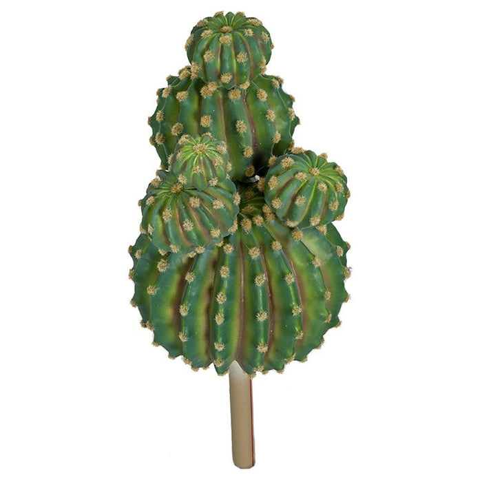 19" Plastic Barrel Cactus Artificial Plant w/Brown Needles -Green/Blue (Pack of 2) - A-196080