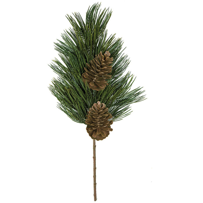 31" Outdoor UV-Proof Artificial Eastern White Pine & Pinecone Branch Stem -Green/Brown (Pack of 4) - A-200060