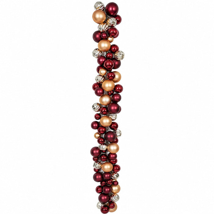 6' Mixed Matte & Reflective Ornamental Ball Garland -Burgundy/Gold - A200600