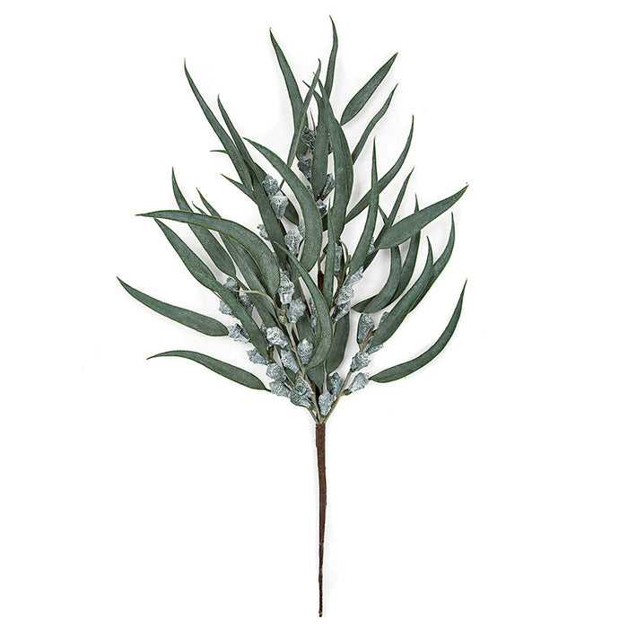 20.5" Eucalyptus Leaf Artificial Stem With Frosted White Pods -Green/Blue (pack of 12) - A200910
