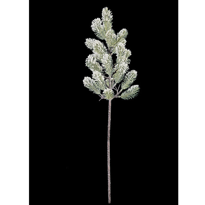 33" Flocked Pine Artificial Stem -Green/White (Pack of 6) - A-201540