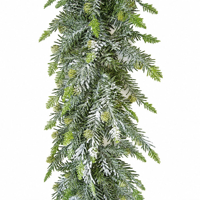 9'Lx10"W Flocked & Glittered Pine Artificial Garland -Green/White (Pack of 2) - A202030