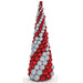 36" Spiral Matte & Reflective Ball Cone-Shaped Topiary -Red/White - A202246
