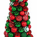 5' Matte & Reflective Plastic Ball Cone Topiary -Red/Green - A-202280