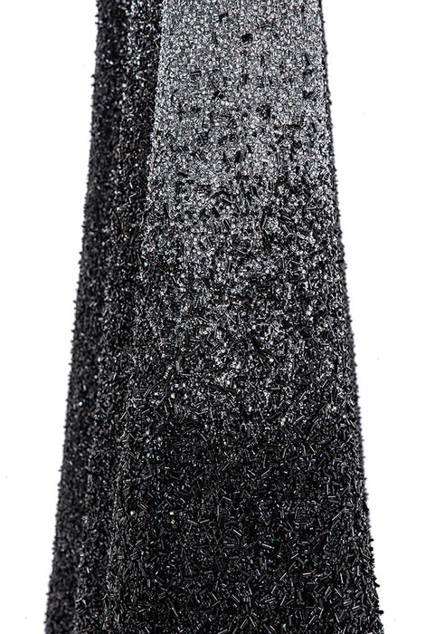 5' Glittered & Beaded Ombre Cone Tree -Black/Silver - A-202310