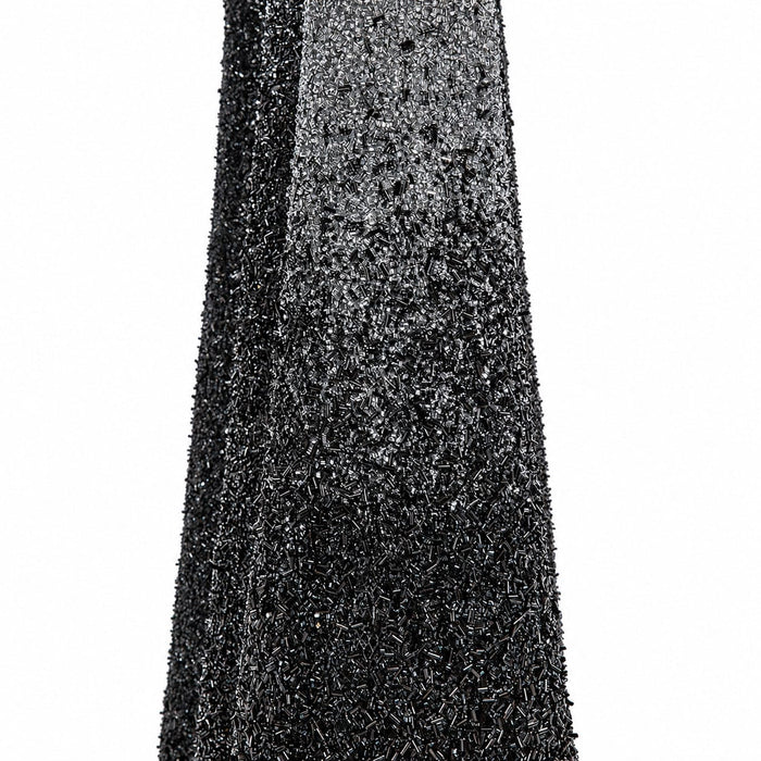 6' Glittered & Beaded Ombre Cone Tree -Black/Silver - A-202320