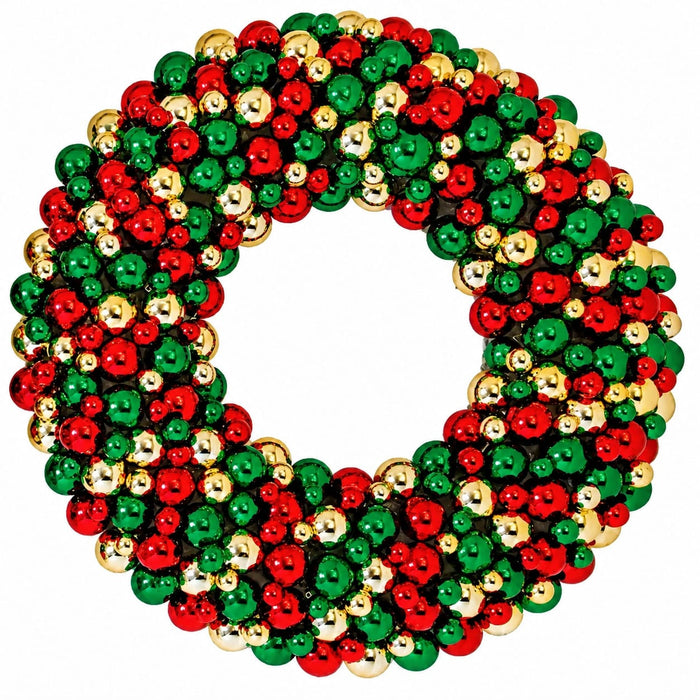 30" Mixed Reflective Plastic Ball Wreath -Mixed Colors - A202546