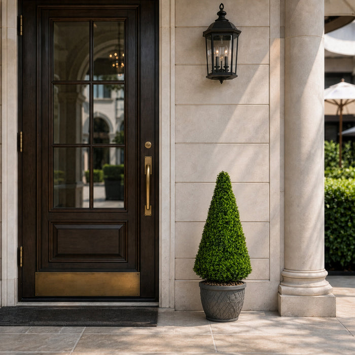 38"Hx20"W Outdoor UV-Proof Artificial English Boxwood Pyramid-Shaped Topiary -Green - A202750