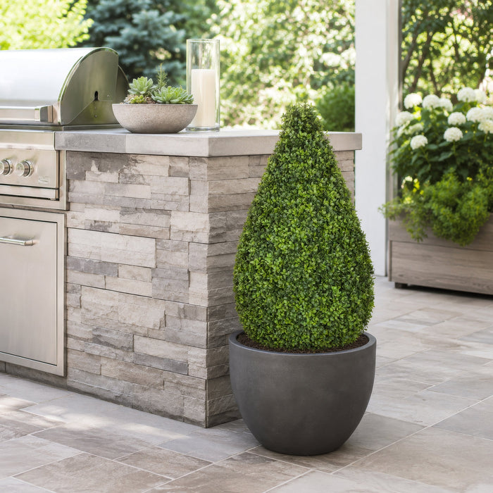 36"Hx16"W Outdoor UV-Proof Artificial English Boxwood Teardrop-Shaped Topiary -Green - A202760