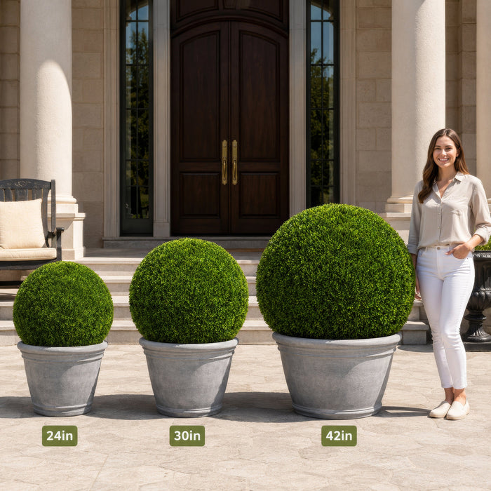 24" Outdoor UV-Proof Artificial Japanese Boxwood Ball-Shaped Topiary -Green - A202790