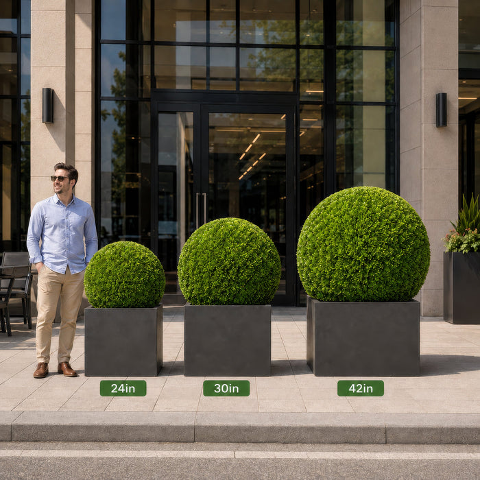 42" Outdoor UV-Proof Artificial Japanese Boxwood Ball-Shaped Topiary -Green - A202780