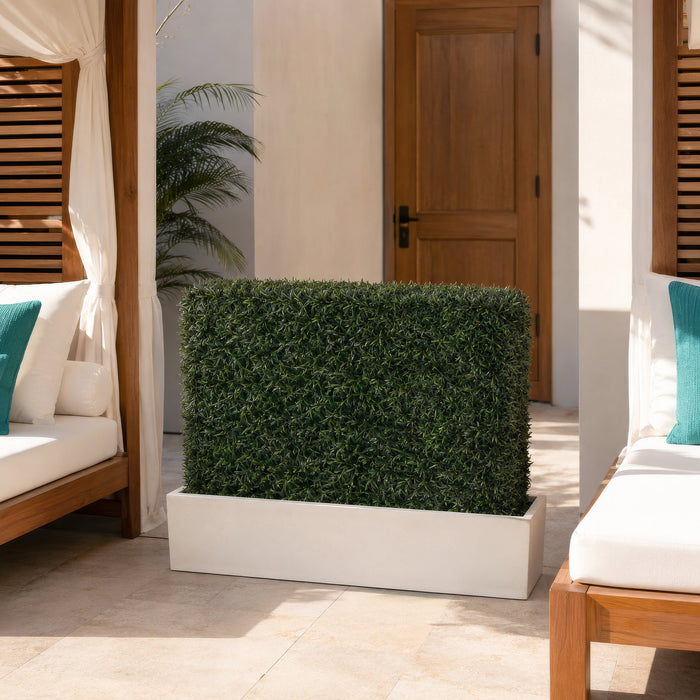 30"Hx37"W"x14"D Outdoor UV-Proof Artificial Podocarpus Leaf Topiary Hedge -2 Tone Green - A202830