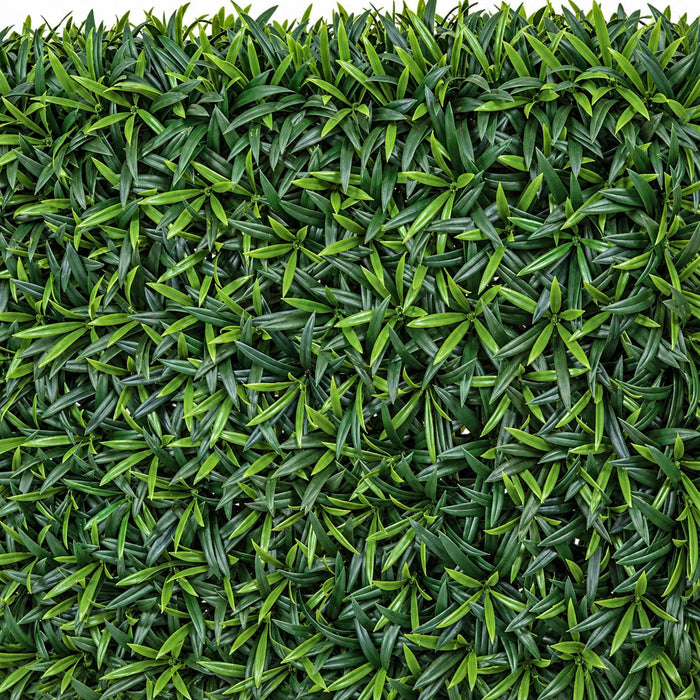 12"Hx24"Wx12"D Outdoor UV-Proof Artificial Podocarpus Leaf Topiary Hedge -2 Tone Green - A-202835