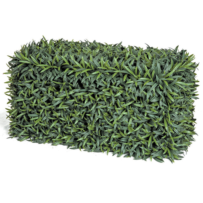 12"Hx24"Wx12"D Outdoor UV-Proof Artificial Podocarpus Leaf Topiary Hedge -2 Tone Green - A-202835