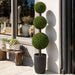 5' Outdoor UV-Proof Artificial English Boxwood Triple Ball-Shaped Artificial Topiary Tree w/Pot -2 Tone Green - A202840
