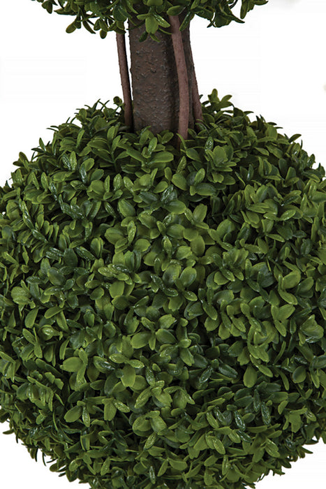 4' Outdoor UV-Proof Artificial English Boxwood Double Ball-Shaped Artificial Topiary Tree w/Pot -2 Tone Green - A202850
