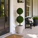 4' Outdoor UV-Proof Artificial English Boxwood Double Ball-Shaped Artificial Topiary Tree w/Pot -2 Tone Green - A202850