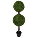 4' Outdoor UV-Proof Artificial English Boxwood Double Ball-Shaped Artificial Topiary Tree w/Pot -2 Tone Green - A202850