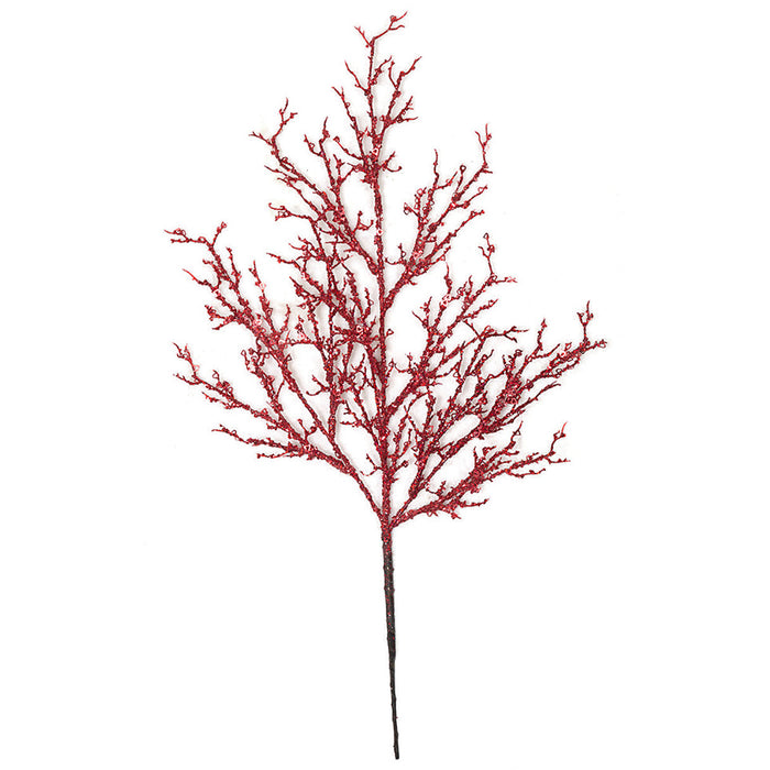 29" Glittered & Sequined Artificial Twig Stem -Red (Pack of 12) - A-220016