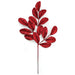 19" Glittered Artificial Apple Leaf Stem -Red (pack of 24) - A220146