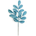 19" Glittered Artificial Apple Leaf Stem -Light Blue (pack of 24) - A220147