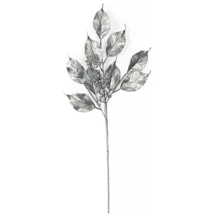 23.5" Metallic Artificial Ficus Leaf Stem -Silver (pack of 24) - A-230054