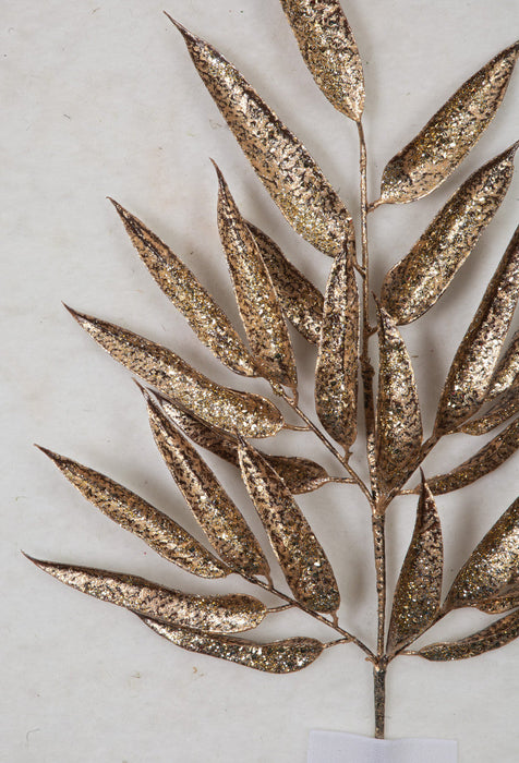 25" Glittered Artificial Eucalyptus Leaf Stem -Gold/Bronze (Pack of 12) - A-230486